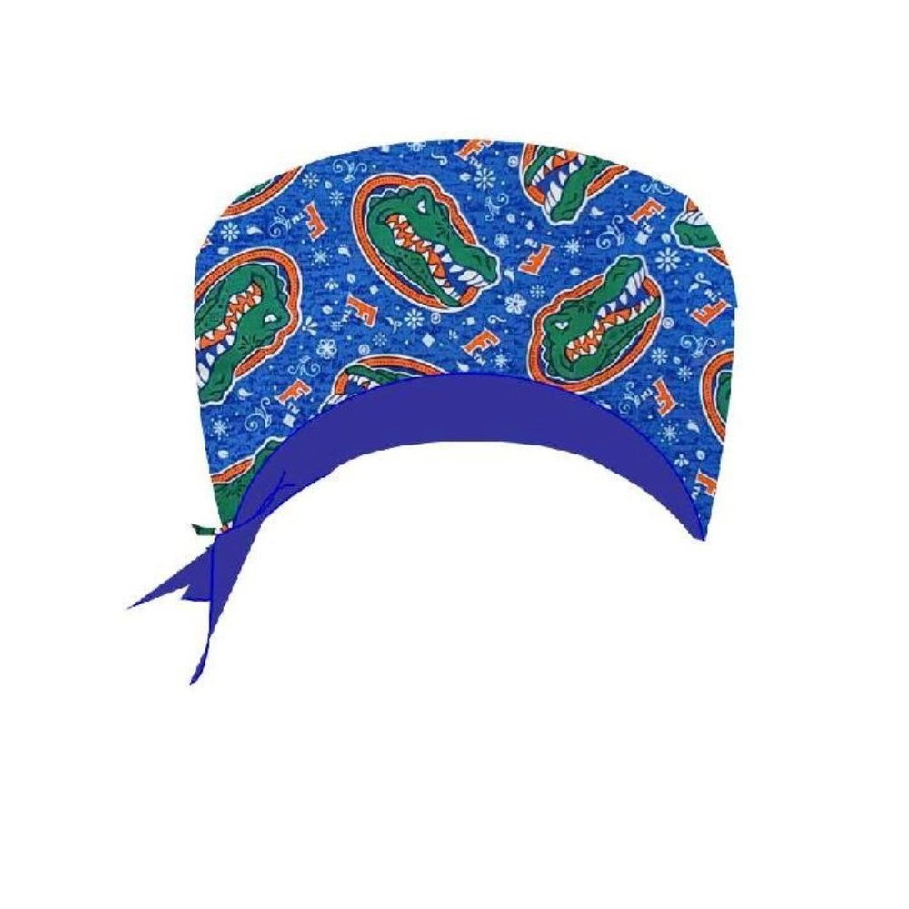Florida Gators NCAA Ponytail Scrub Cap, Surgical Hat, Chefs Hat, Chemo Hat